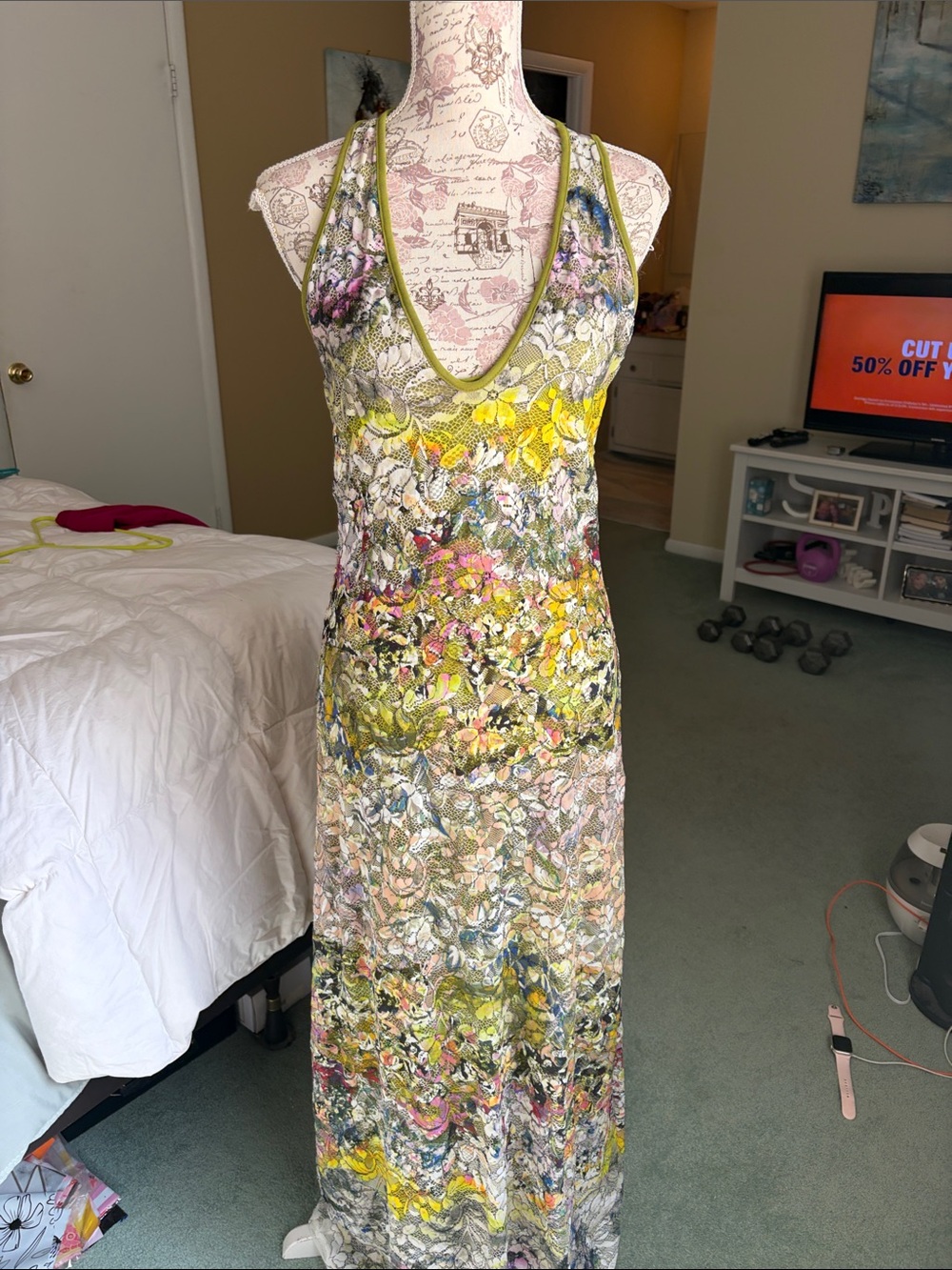 Save the Queen Floral V-Neck Maxi Dress in Olive Green
